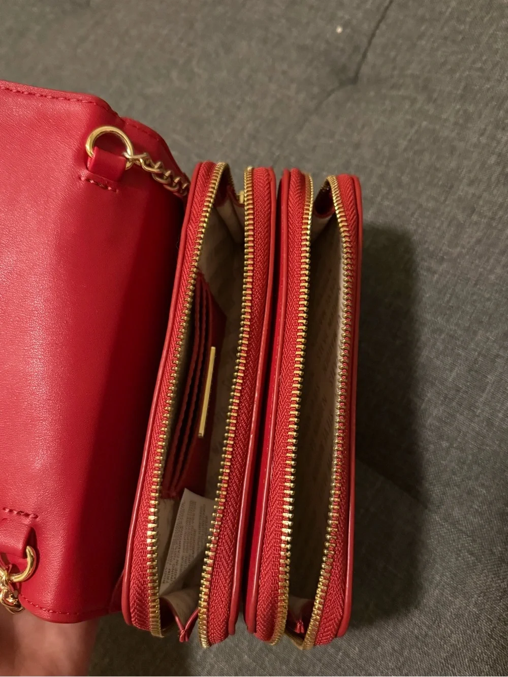 Steve Madden Red Logo Embossed Crossbody with Gold Chain